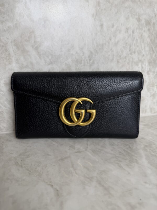 Gucci Textured Calfskin Torchon GG Broadway Envelope Clutch Black