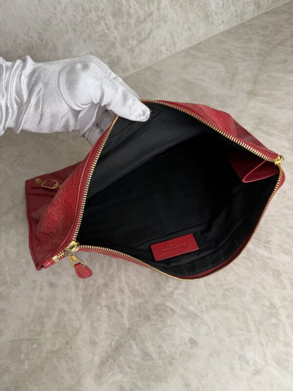 Balenciaga Agneau Classic Hardware Small Pouch Red