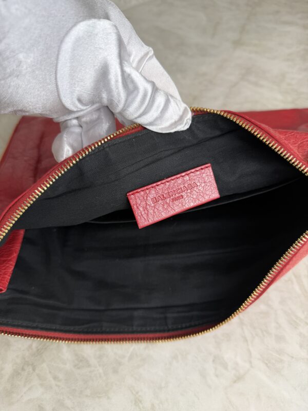 Balenciaga Agneau Classic Hardware Small Pouch Red