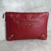 Balenciaga Agneau Classic Hardware Small Pouch Red