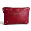 Balenciaga Agneau Classic Hardware Small Pouch Red
