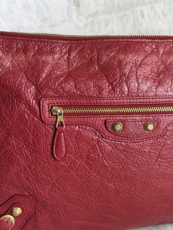 Balenciaga Agneau Classic Hardware Small Pouch Red
