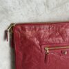 Balenciaga Agneau Classic Hardware Small Pouch Red