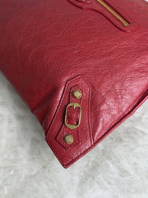Balenciaga Agneau Classic Hardware Small Pouch Red