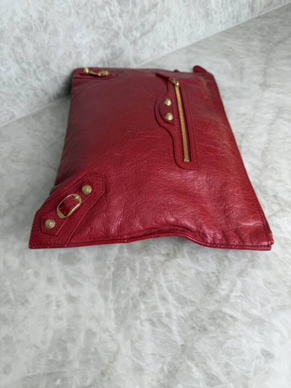 Balenciaga Agneau Classic Hardware Small Pouch Red