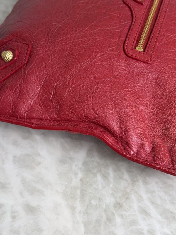 Balenciaga Agneau Classic Hardware Small Pouch Red