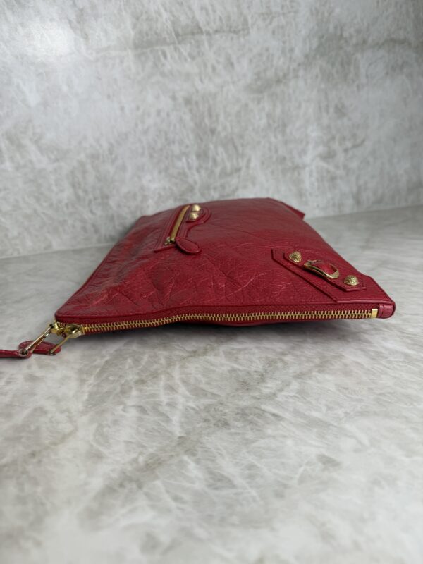 Balenciaga Agneau Classic Hardware Small Pouch Red