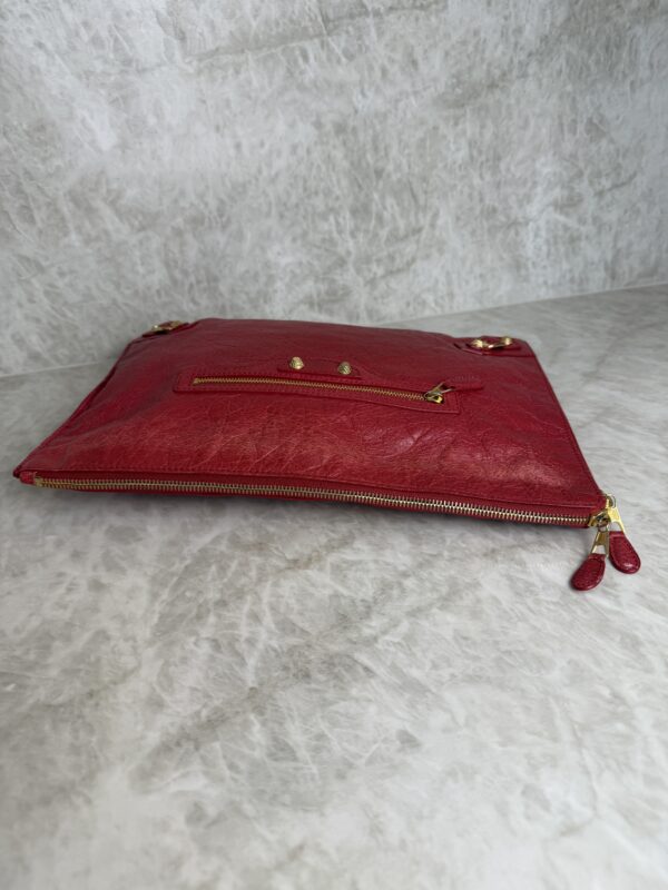 Balenciaga Agneau Classic Hardware Small Pouch Red