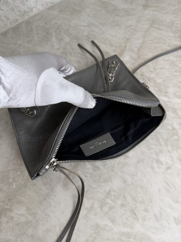 Balenciaga Agneau Classic Hardware Small Pouch Grey
