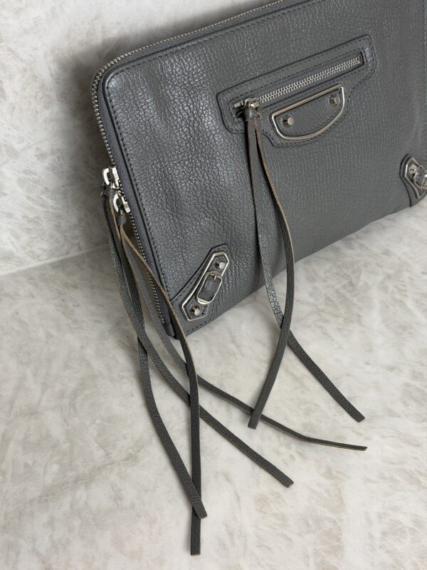 Balenciaga Agneau Classic Hardware Small Pouch Grey
