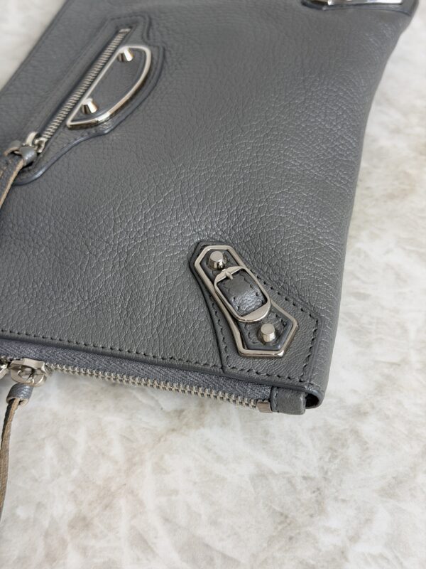 Balenciaga Agneau Classic Hardware Small Pouch Grey