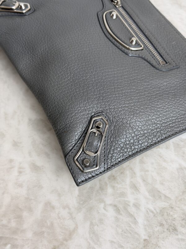 Balenciaga Agneau Classic Hardware Small Pouch Grey