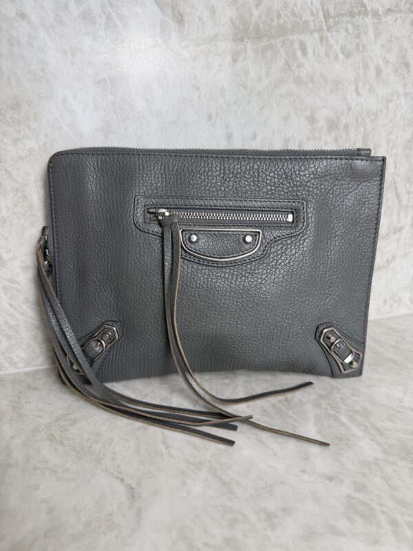 Balenciaga Agneau Classic Hardware Small Pouch Grey