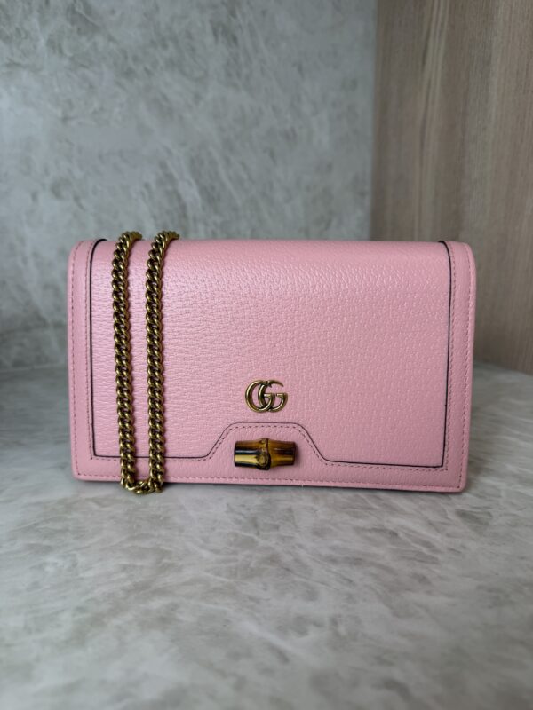Gucci Diana Mini With Bamboo Wallet on Chain Pink