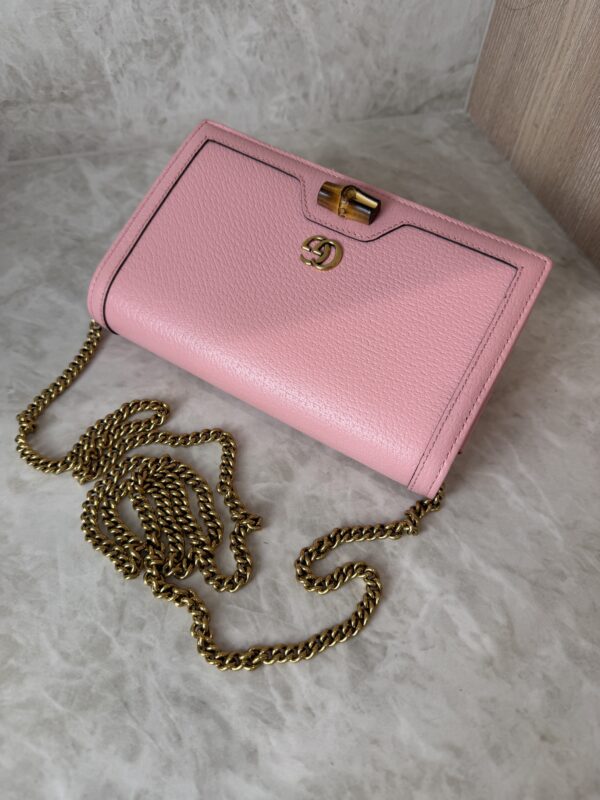 Gucci Diana Mini With Bamboo Wallet on Chain Pink