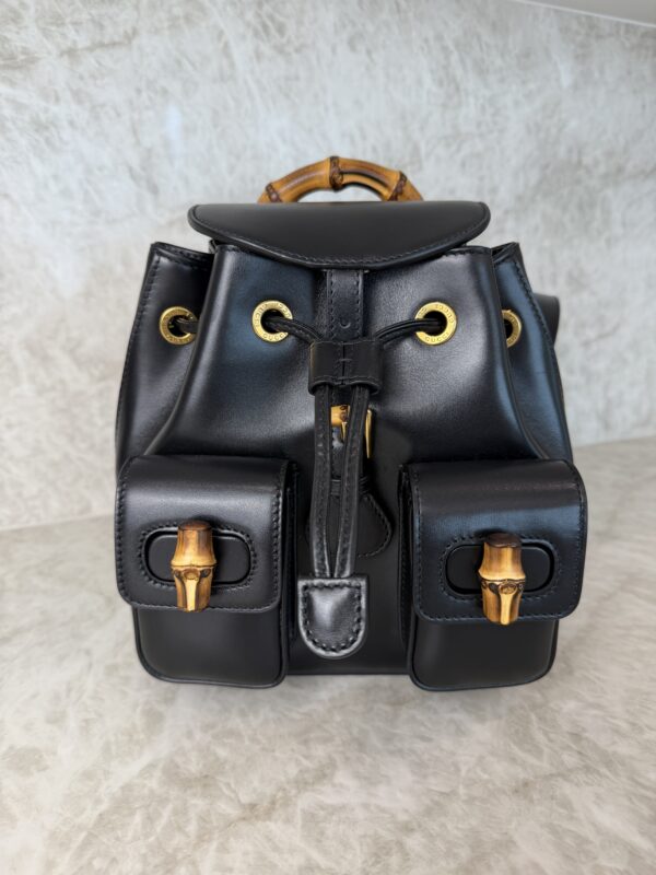 Gucci Calfskin Bamboo Backpack Black