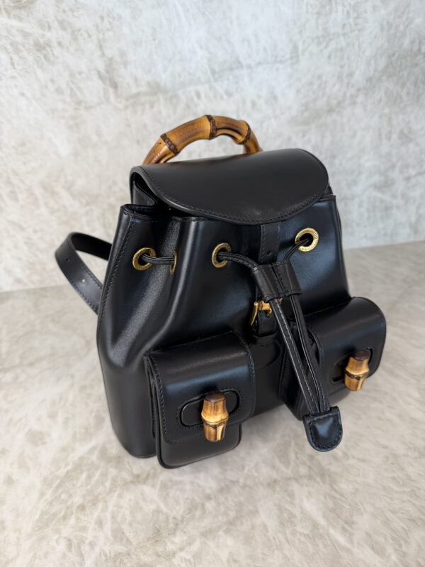 Gucci Calfskin Bamboo Backpack Black