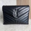 Saint Laurent (YSL) Calfskin Y Quilted Monogram Medium Loulou Chain Satchel Black and Silver Hardware
