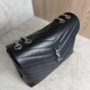 Saint Laurent (YSL) Calfskin Y Quilted Monogram Medium Loulou Chain Satchel Black and Silver Hardware