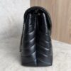 Saint Laurent (YSL) Calfskin Y Quilted Monogram Medium Loulou Chain Satchel Black and Silver Hardware