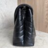 Saint Laurent (YSL) Calfskin Y Quilted Monogram Medium Loulou Chain Satchel Black and Silver Hardware