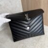 Saint Laurent (YSL) Calfskin Y Quilted Monogram Medium Loulou Chain Satchel Black and Silver Hardware