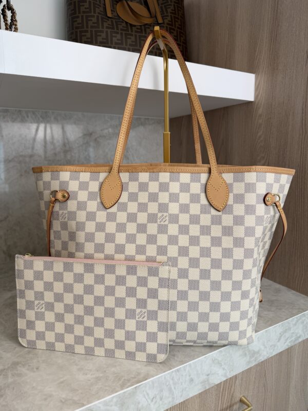 Louis Vuitton Damier Azur Neverfull MM Rose Ballerine