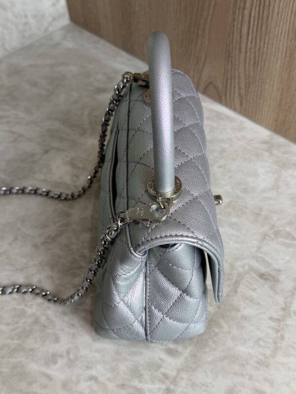 Chanel Iridescent Caviar Quilted Extra Mini Coco Handle Flap Purple