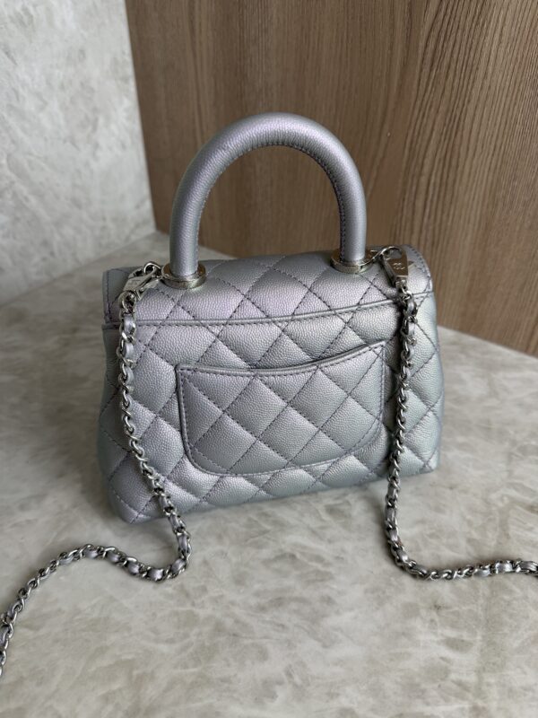 Chanel Iridescent Caviar Quilted Extra Mini Coco Handle Flap Purple