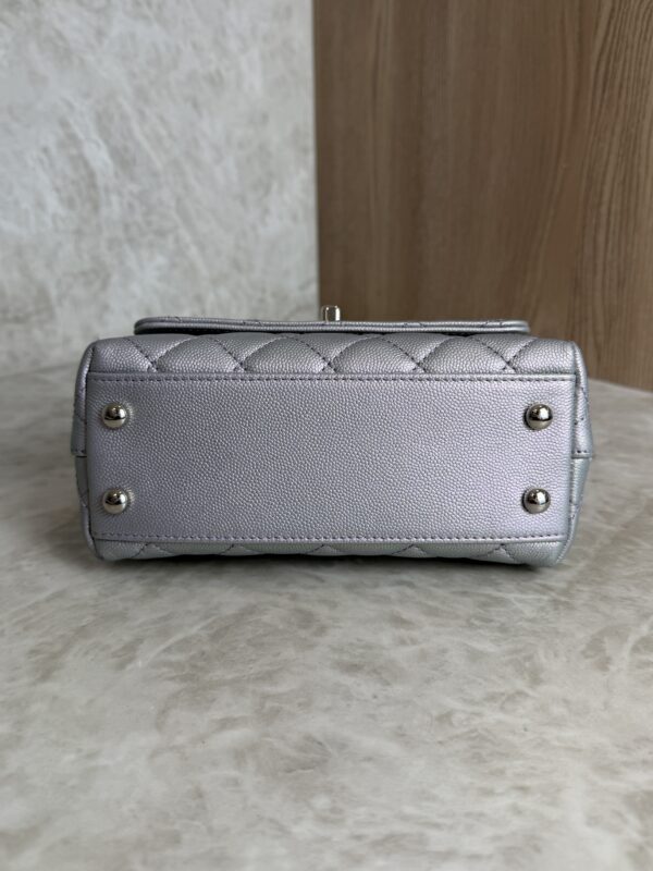 Chanel Iridescent Caviar Quilted Extra Mini Coco Handle Flap Purple