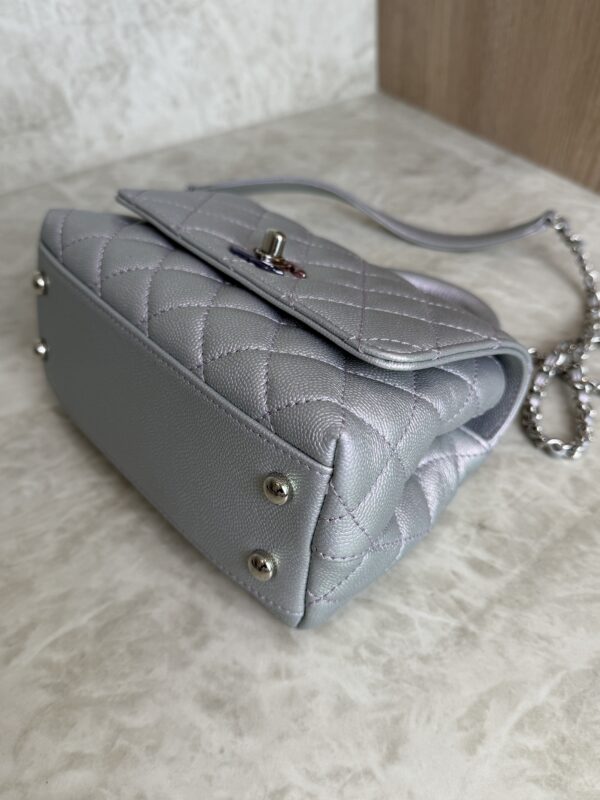 Chanel Iridescent Caviar Quilted Extra Mini Coco Handle Flap Purple