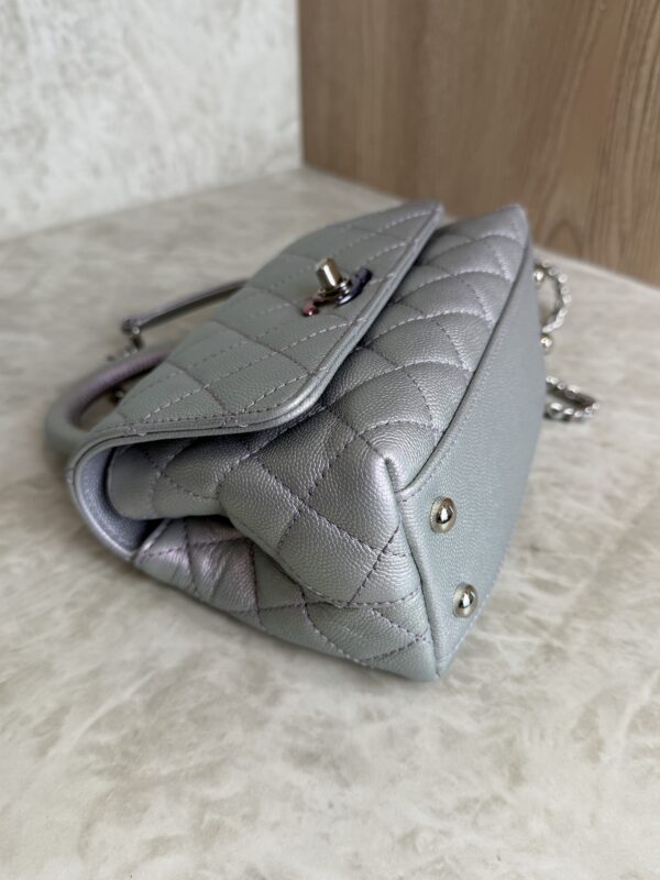Chanel Iridescent Caviar Quilted Extra Mini Coco Handle Flap Purple