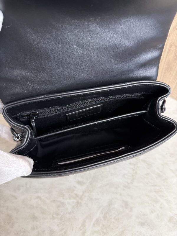 Saint Laurent (YSL) Calfskin Y Quilted Monogram Toy Loulou Satchel Black and Black hardware