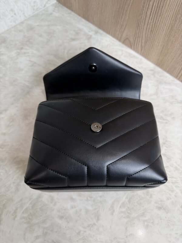 Saint Laurent (YSL) Calfskin Y Quilted Monogram Toy Loulou Satchel Black and Black hardware