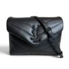 Saint Laurent (YSL) Calfskin Y Quilted Monogram Toy Loulou Satchel Black and Black hardware