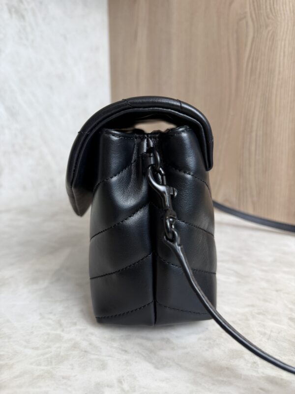 Saint Laurent (YSL) Calfskin Y Quilted Monogram Toy Loulou Satchel Black and Black hardware