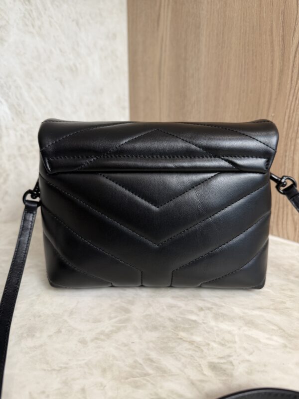 Saint Laurent (YSL) Calfskin Y Quilted Monogram Toy Loulou Satchel Black and Black hardware