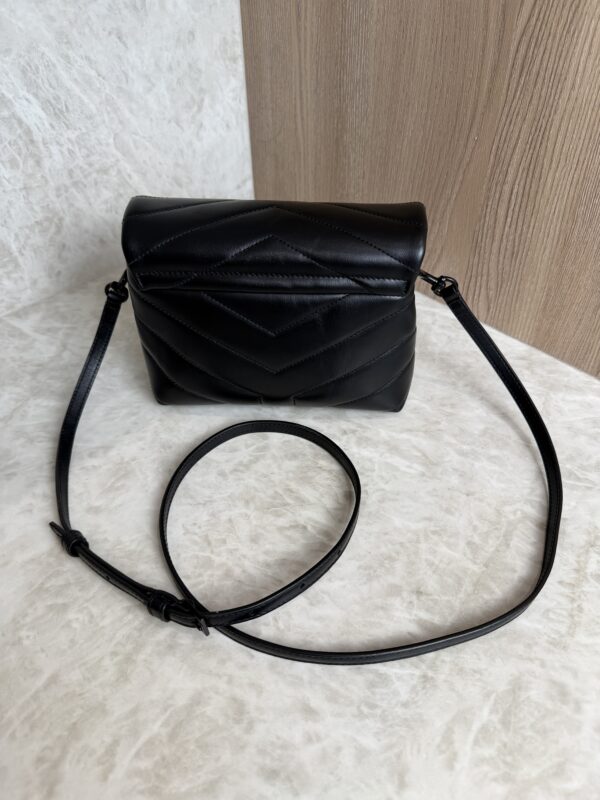 Saint Laurent (YSL) Calfskin Y Quilted Monogram Toy Loulou Satchel Black and Black hardware