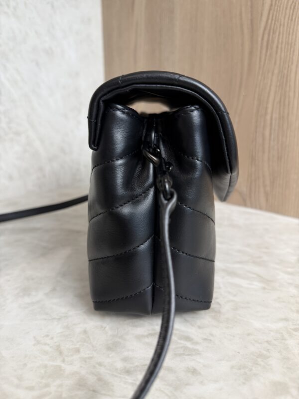 Saint Laurent (YSL) Calfskin Y Quilted Monogram Toy Loulou Satchel Black and Black hardware