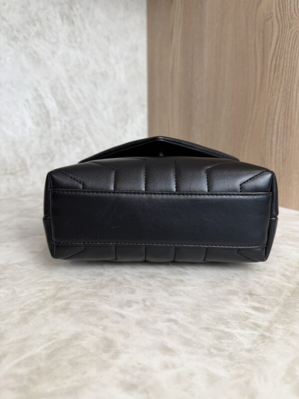 Saint Laurent (YSL) Calfskin Y Quilted Monogram Toy Loulou Satchel Black and Black hardware
