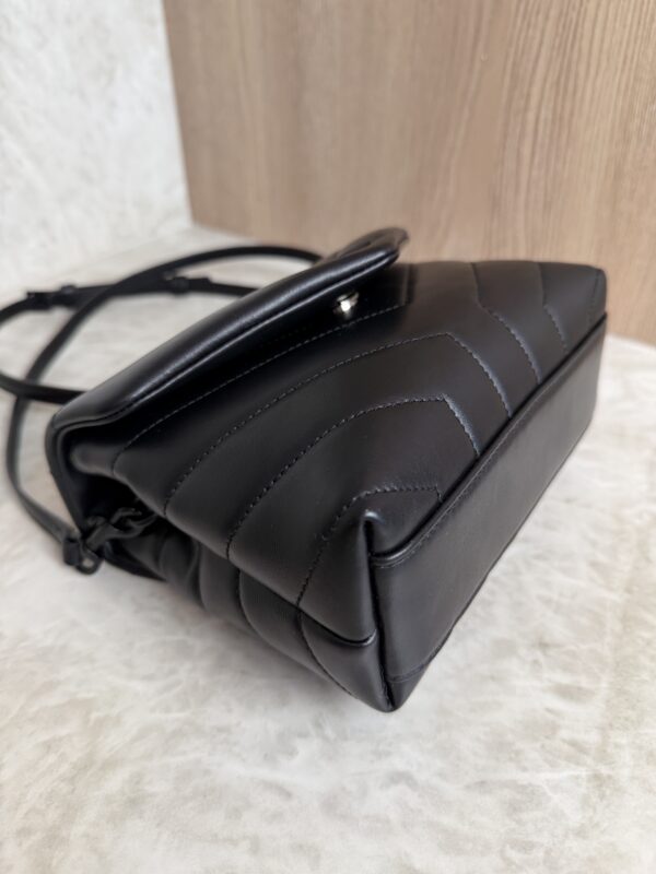 Saint Laurent (YSL) Calfskin Y Quilted Monogram Toy Loulou Satchel Black and Black hardware