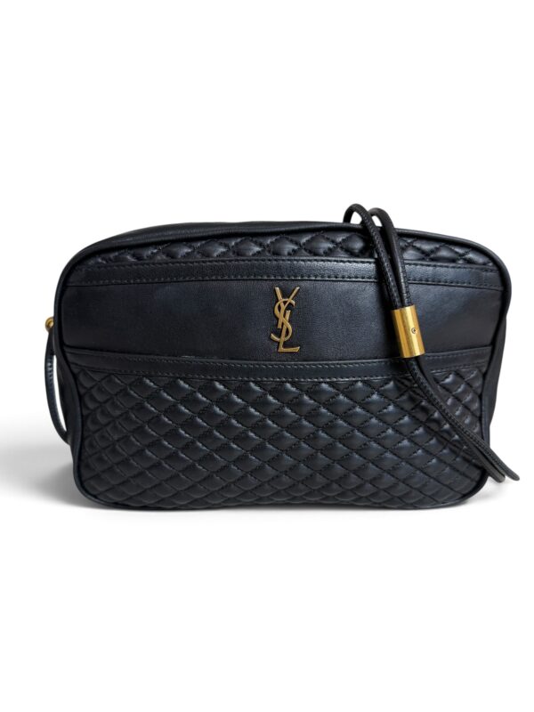 Saint Laurent (YSL) Quilted Monogram Victoire Camera Bag Black