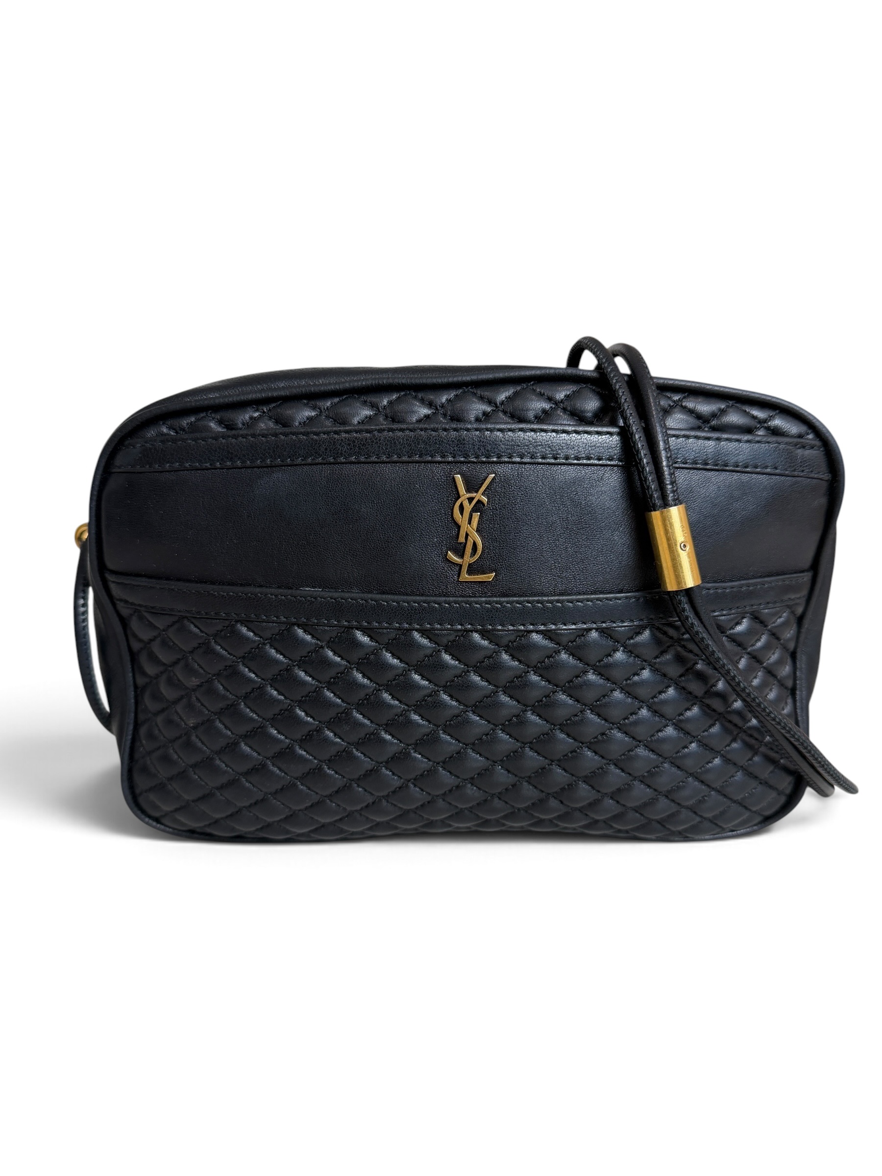 Saint Laurent (YSL) Quilted Monogram Victoire Camera Bag Black