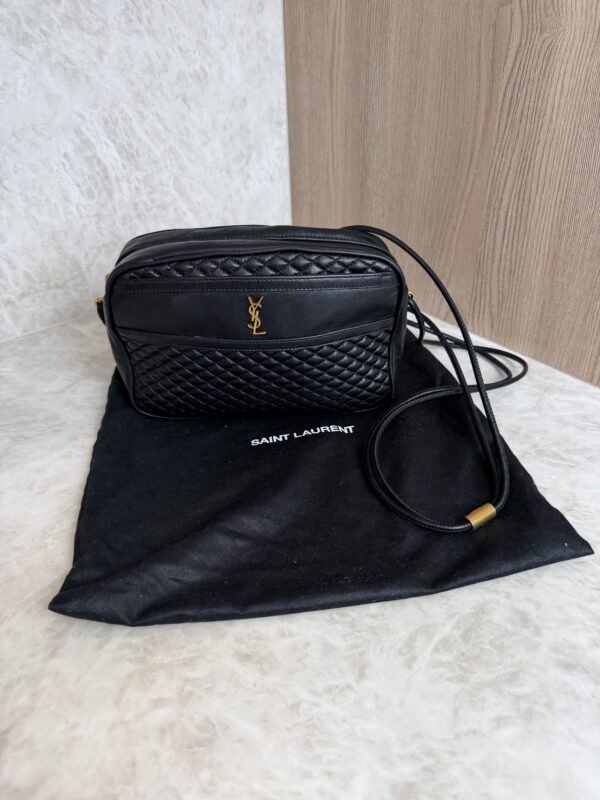 Saint Laurent (YSL) Quilted Monogram Victoire Camera Bag Black