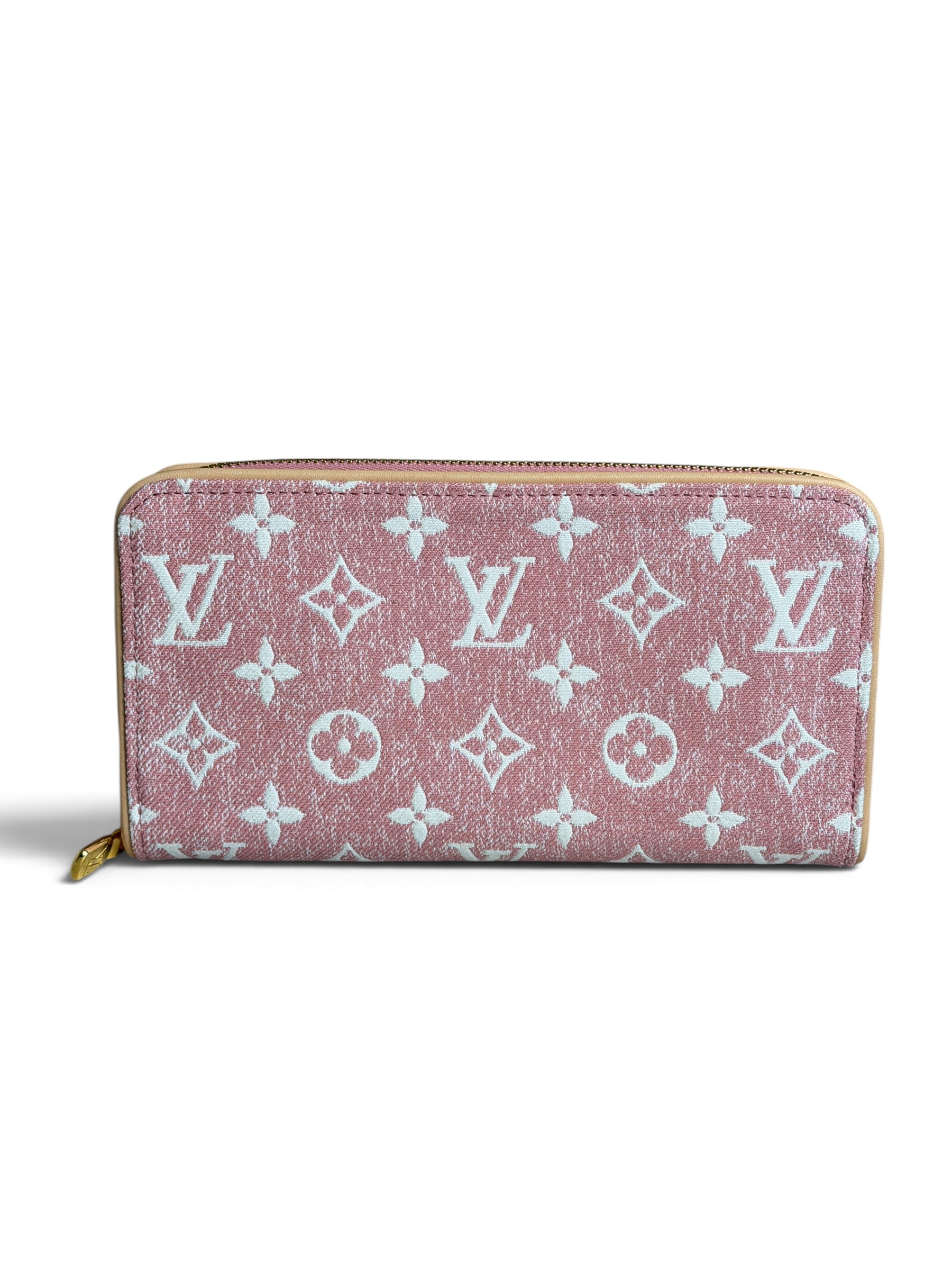 Louis Vuitton Denim Monogram Jacquard Zippy Wallet Pink