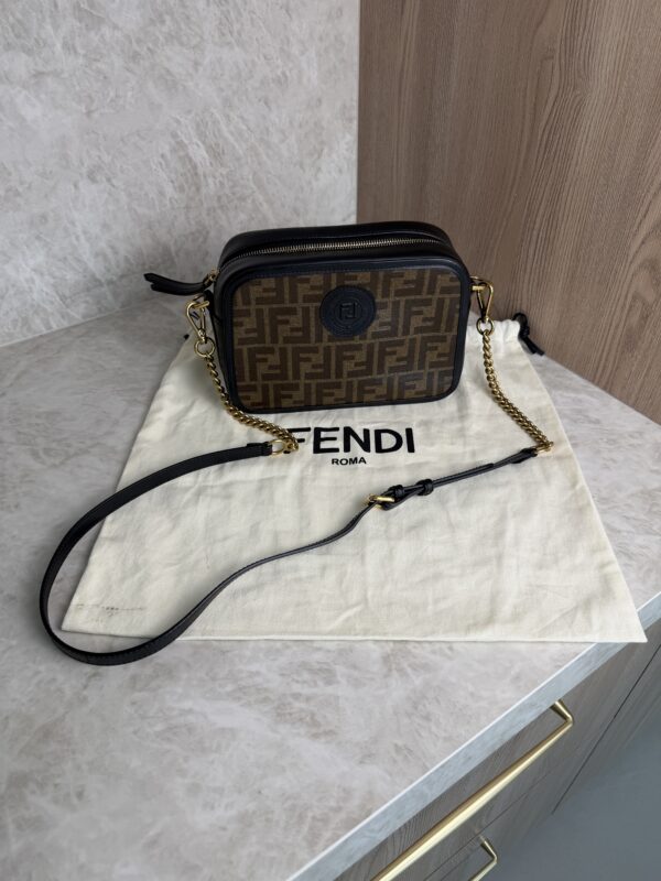Fendi Black/Brown Coated Canvas And Leather Mini Camera Case Shoulder Bag