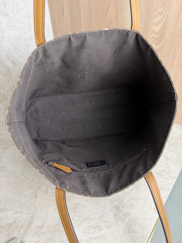 Fendi FF Logo Stamp Shopping Tote Zucca Coated Canvas Medium