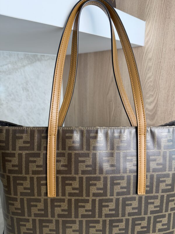 Fendi FF Logo Stamp Shopping Tote Zucca Coated Canvas Medium