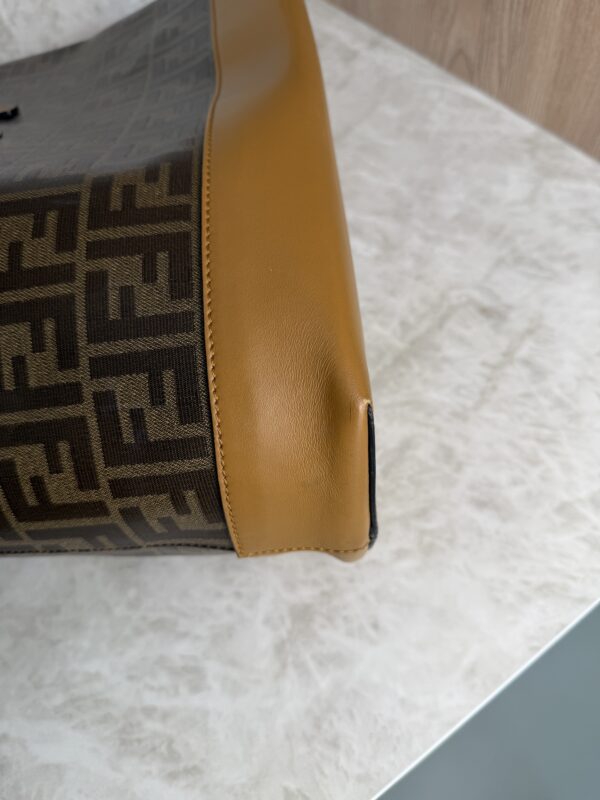 Fendi FF Logo Stamp Shopping Tote Zucca Coated Canvas Medium