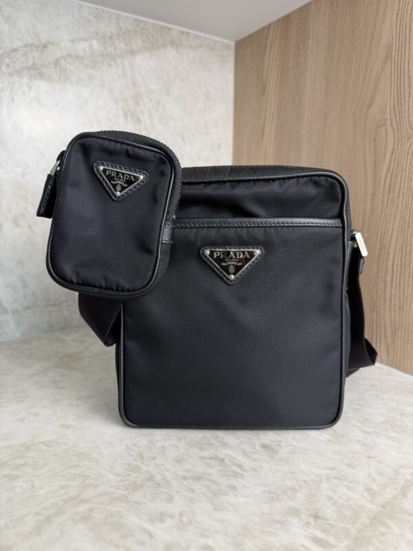 Prada Re-Nylon/Saffiano Leather Shoulder Bag Black